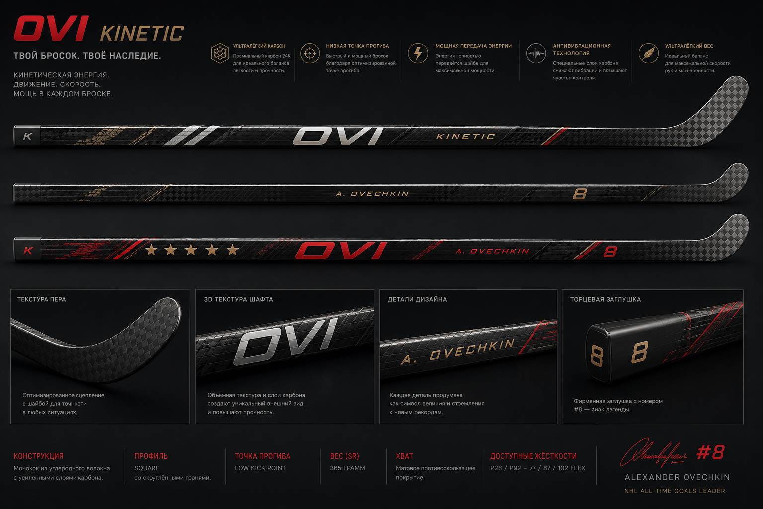 OVI Pro red carbon stick designs